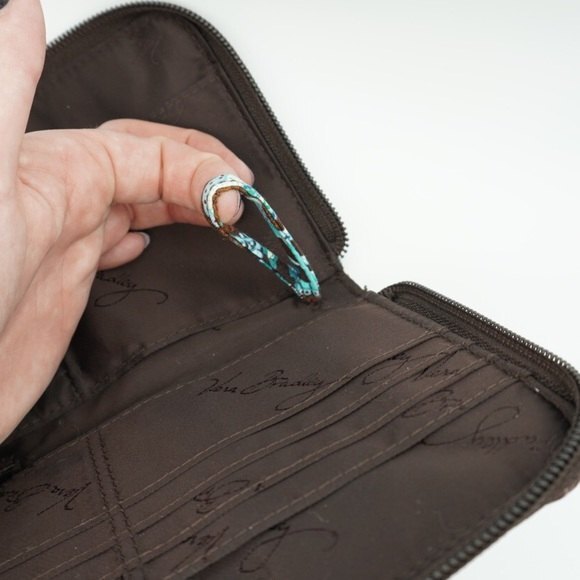 Vera Bradley Java Blue Zip Around Quilted Wallet Clutch - Picture 6 of 8